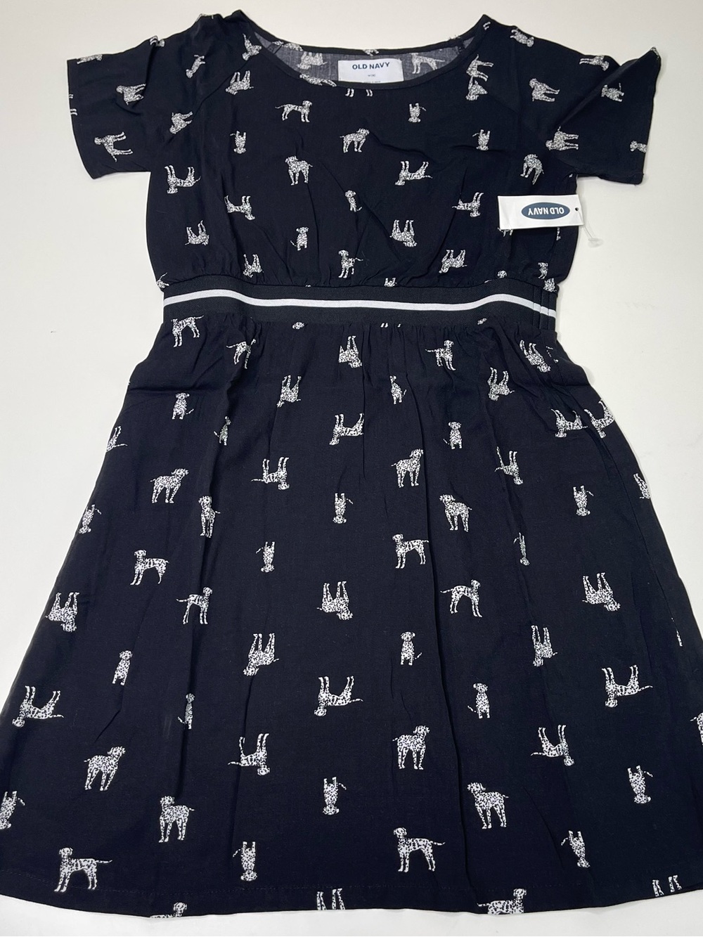 NEW Old Navy Dalmation Print Summer Dress Fit & Flare (Black) Girl's MEDIUM 8